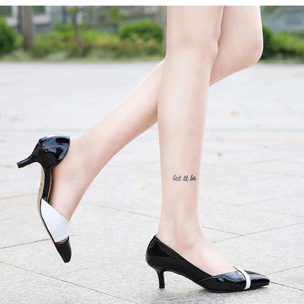 Maiernisi- Black and White Kitten Heel Size 8 (fits 7.5, also)